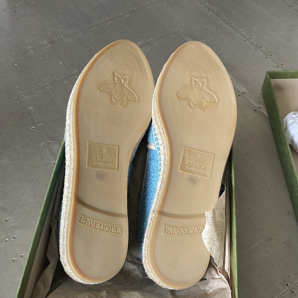 Gucci blue terrycloth fabric espadrilles flats sz 41.5 - Picture 10 of 14